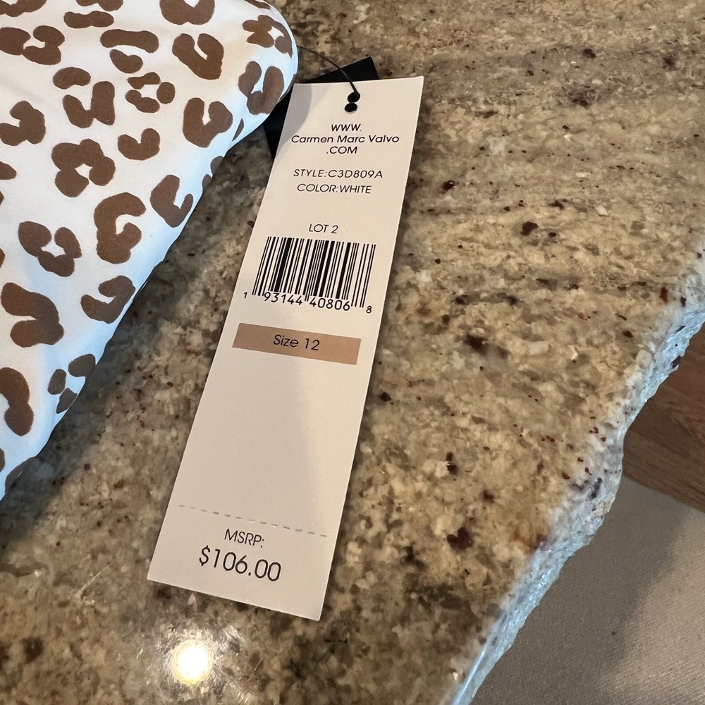 Carmen Marc Valvo Leopard Print One Piece Swimsuit - Brown and White - Picture 5 of 5